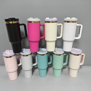 Custom 40 <strong>oz</strong> Tumblers with Handles and Straws Ion Plated Car Insulated Water <strong>Cups</strong> with Custom Free <strong>1</strong>:<strong>1</strong> Quality Samples - Product Image 1