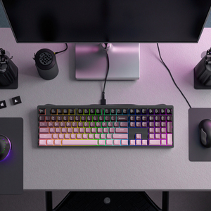 Teclado de escritorio portátil inalámbrico RGB de 108 teclas de tamaño completo, membrana ajustable personalizable programable de tres modos - Product Image 5