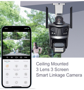 双面IP PTZ圆顶摄像机2MP 4MP双镜头无线CC摄像机WiFi，带3镜头三屏视图 - Product Image 6