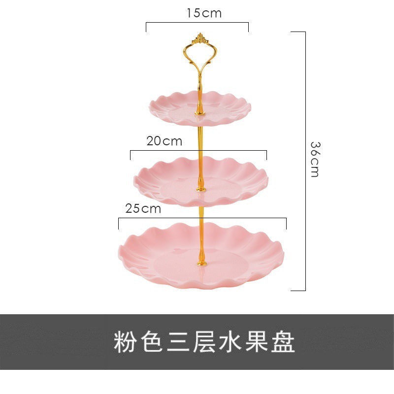 Three-tiered fruit platter - pink
