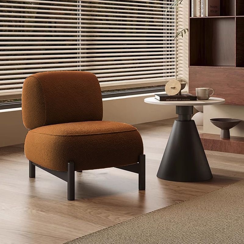 Fauteuil individuel en laine d'agneau marron caramel - sans coussin