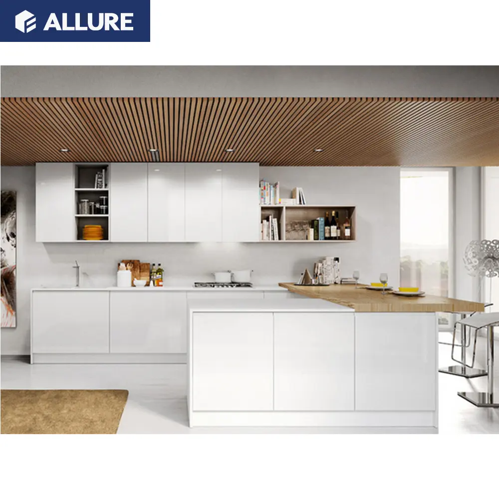 Allure Diseño personalizado Smart Lacquer Pintura Horneada Gabinetes de cocina modernos Directo