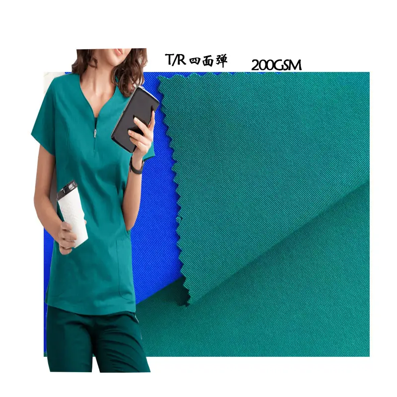 Gran oferta de tela de poliéster rayón Spandex Tr Material tela médica Hospital Scrub tela para uniforme médico