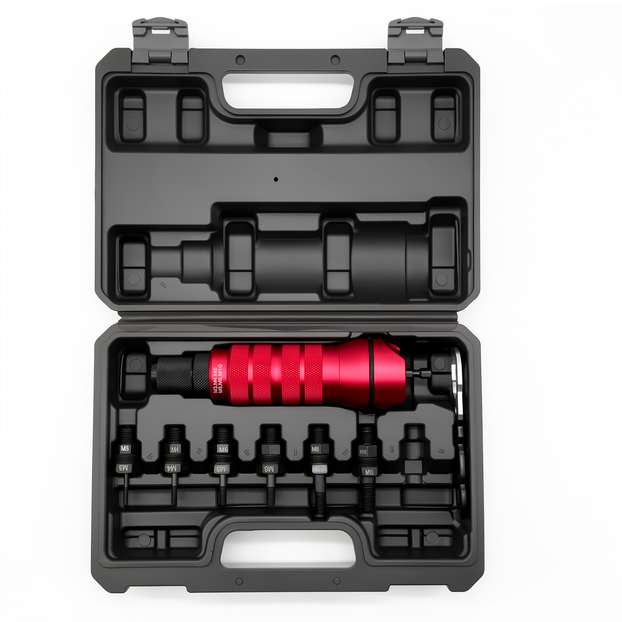 Adaptador para atornillador de tuercas eléctrico, juego rojo de aleación de aluminio.