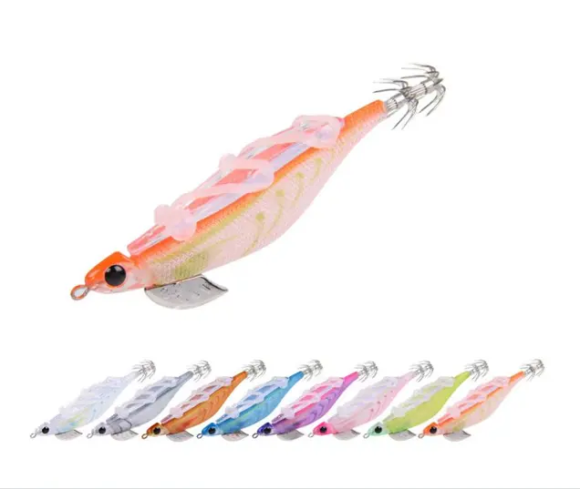 Hot bán Egi bạch tuộc vải ánh sáng mô hình mực Jig 100mm 20g Egi gỗ tôm mực Jig móc câu cá thu hút
