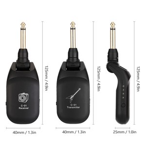 Sistema inalámbrico para guitarra eléctrica, transmisor y receptor con batería recargable integrada, UHF - Product Image 5