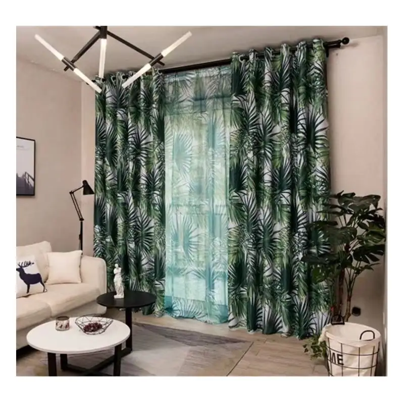Tropical rainforest style printed curtains, printed window screens