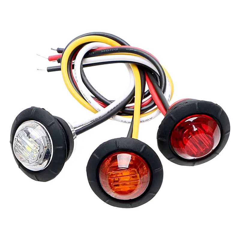 En gros 3/4 "rond LED balle feux de position avant arrière côté marqueur 3LED tourner avertir lumière remorque Van camion côté Signal lumineux