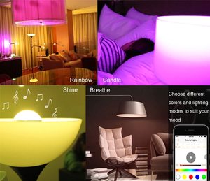 BT ampuller hoparlör, E27 akıllı LED ampul lamba RGB renk değiştirme/müzik çalar/akıllı telefon App - Product Image 6