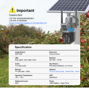 Cámara DE SEGURIDAD Solar con tarjeta SIM 4G de doble lente de 6MP con Sensor de movimiento PIR Panel Solar batería impermeable al aire libre PTZ Cámara CCTV - Product Image 2