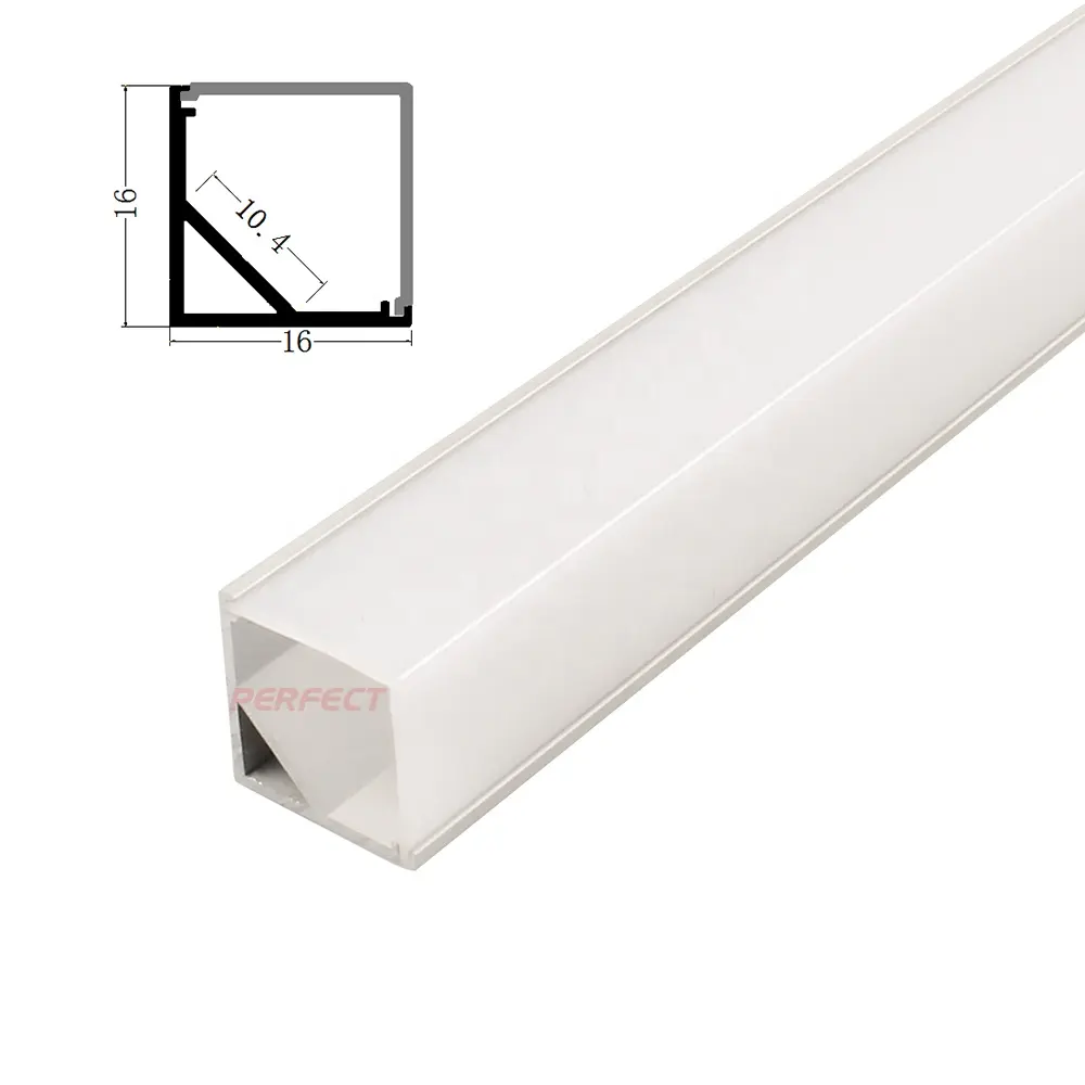 10mm Largeur Éclairage 45 Degrés D'angle à Angle Droit Canal Led En Aluminium Profilé De Garniture De Tuile En Aluminium Pour 5050 Led