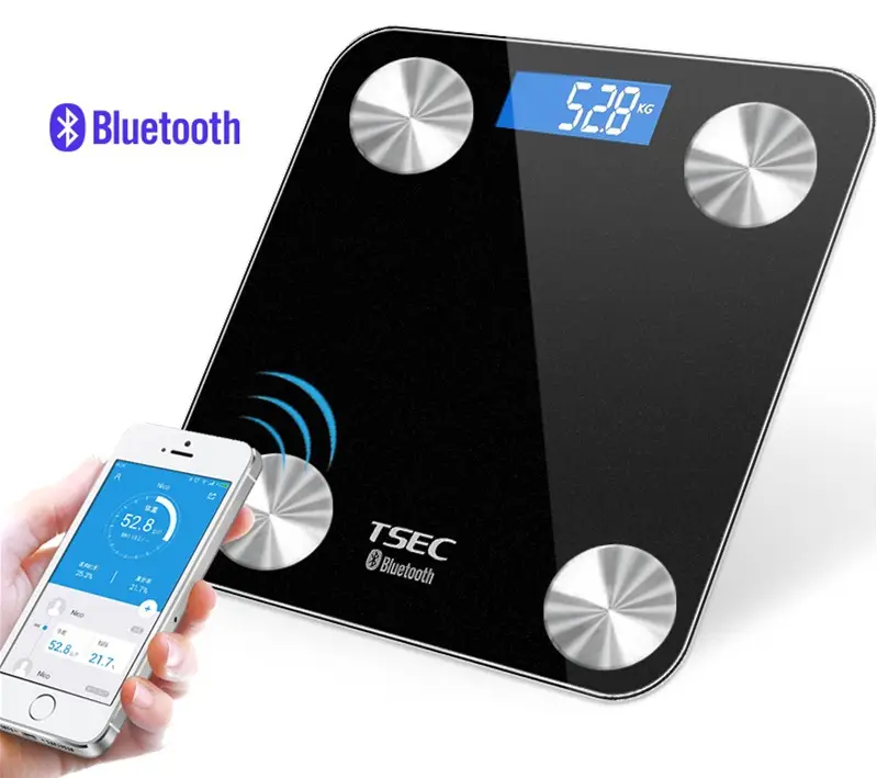 Mesin Monitor Berat Badan Dewasa, Alat Menimbang Digital Bluetooth Pintar Skala Bmi dengan Aplikasi IOS dan Android