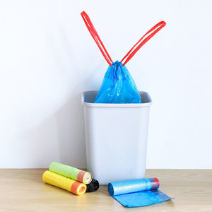 批发高品质HDPE LDPE拉绳垃圾手柄拉绳袋重型韧性好垃圾箱内衬垃圾袋 - Product Image 5