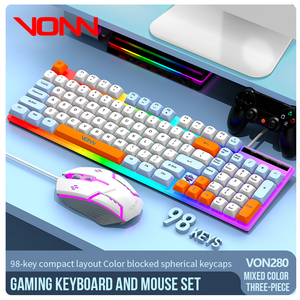 Bàn phím chơi game có dây VON280 RGB <span class=keywords><strong>Chroma</strong></span>, lập trình macro, chống ghosting, tương thích với PC, PS5, PS4, cảm giác cơ học - Product Image 1