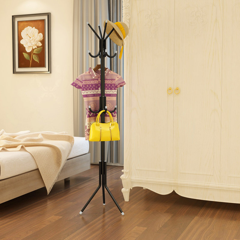 12-hook black wrought iron coat rack