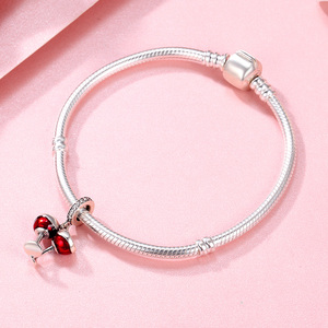 HOT925スターリングシルバー乾杯ラブカップルビールペンダントチャームフィット<span class=keywords><strong>DIY</strong></span>ブレスレット女性ジュエリーバレンタインデーギフトSCC478