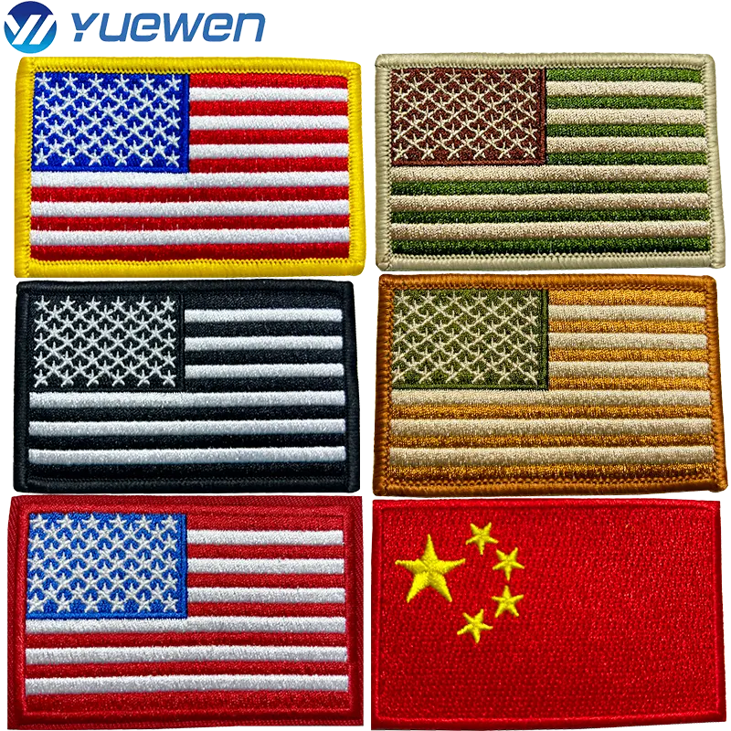 2024 gros pas cher tissu drapeau américain patchs de broderie fer sur Badges marque personnalisée Usa drapeau transfert de chaleur broderie Patch