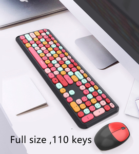 Juego de ratón con teclado inalámbrico de máquina de escribir colorida, teclado de tamaño completo de 104 teclas, combinación de teclado y ratón de oficina inalámbrico Retro - Product Image 3