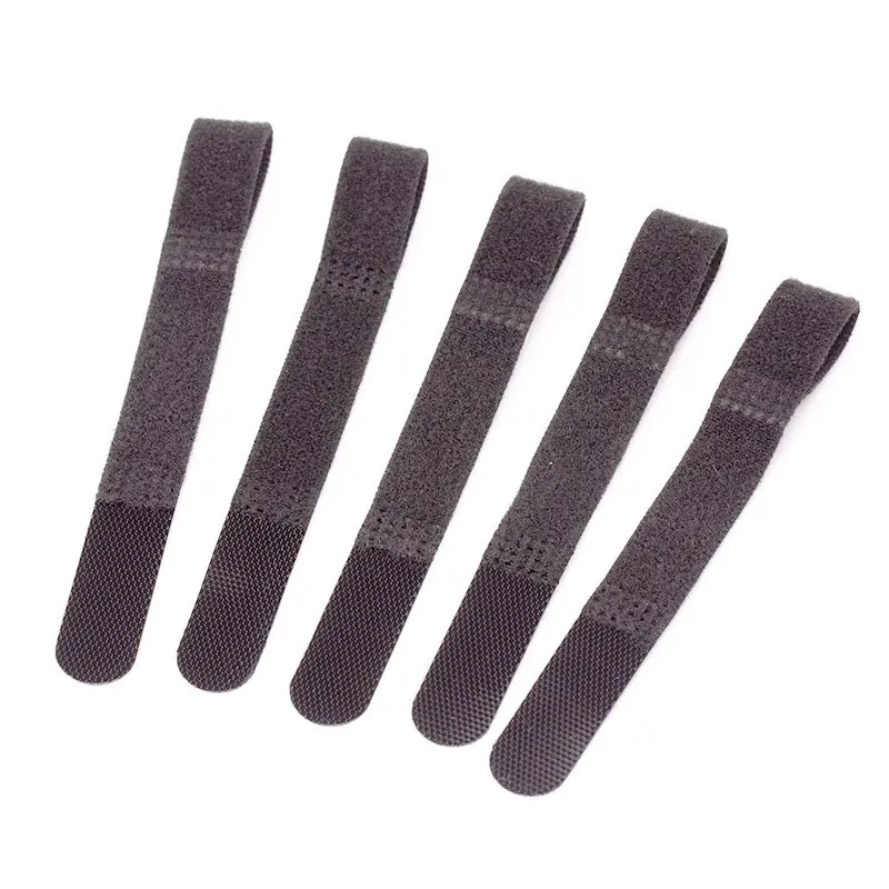 Shuokecrafts-brida de cable de datos de nailon tipo P, hebilla inversa negra, Velcro autoadhesivo