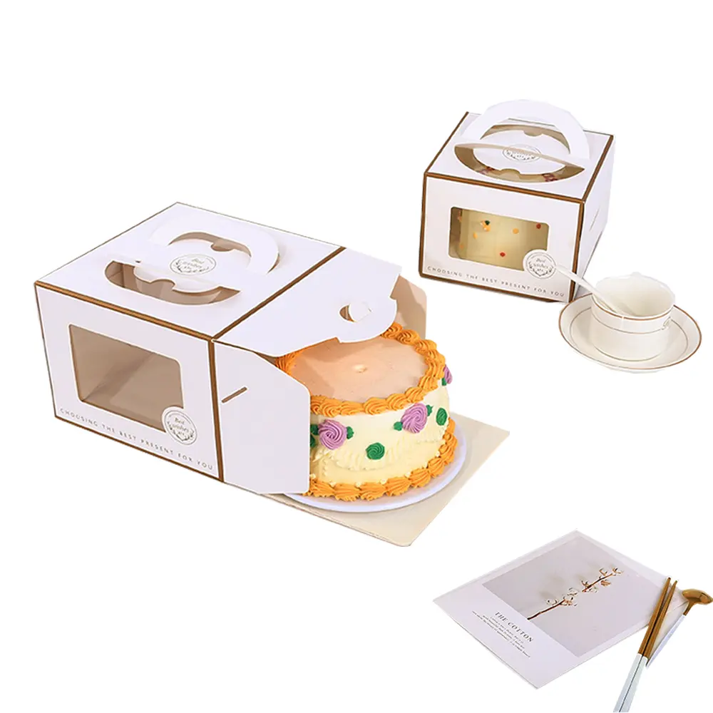 Cajas de embalaje para Tartas, embalaje portátil con logotipo personalizado para Tartas, tartas de cumpleaños, paquete de panadería