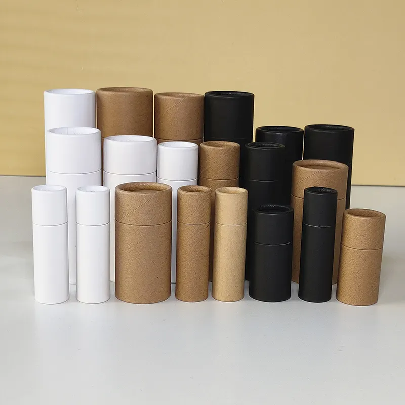 Embalagem biodegradável tubo de papelão, papel de cartão para tubo de bálsamo labial decorativo