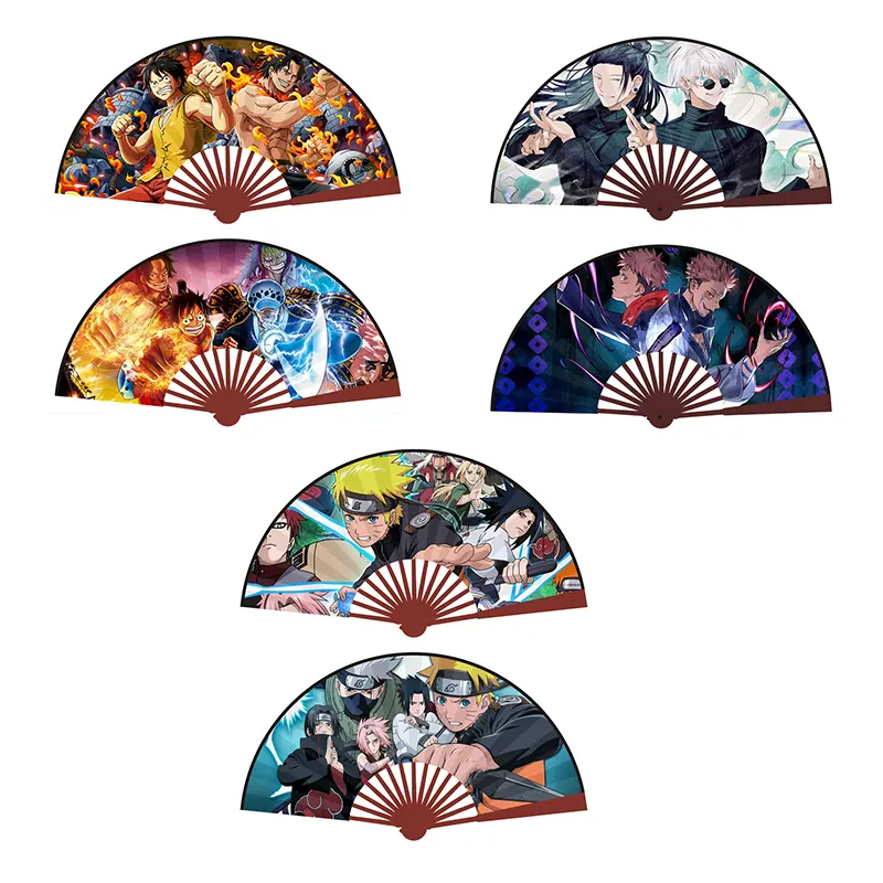 15 Style Jujutsu Kaisen Luffy Zoro Itachi Sasuke Genshin Impact Recueillir Anime Papier Ventilateur Artisanat Ventilateurs Pliants