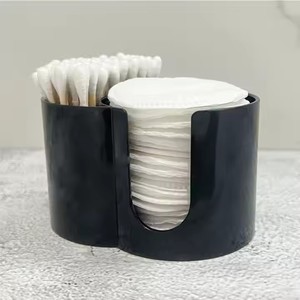 2合1台式储物盒，用于棉签和卸妆塑料双孔组合粉扑储物罐 - Product Image 3