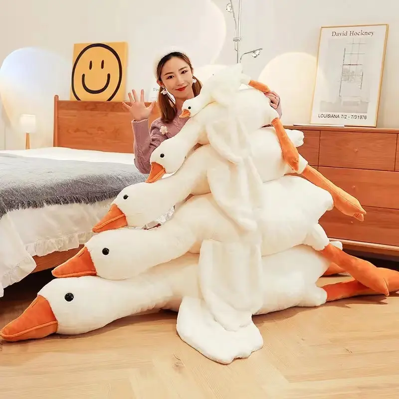 50-190cm Cute Big Goose Plush Toy Kawaii Enorme Pato Dormir Almofada Travesseiro Macio Recheado Animal Boneca Presente de Aniversário para Crianças