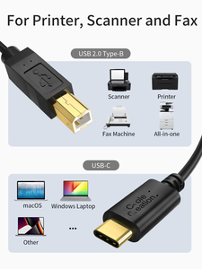 USB B USB C yazıcı kablosu 6.6FT tip B tipi C yazıcı kablosu - Product Image 6