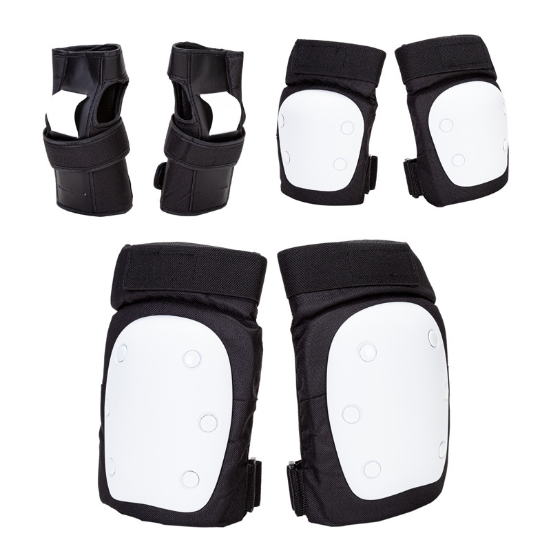 White 6-piece set (hand guards, elbow pads, knee pads)