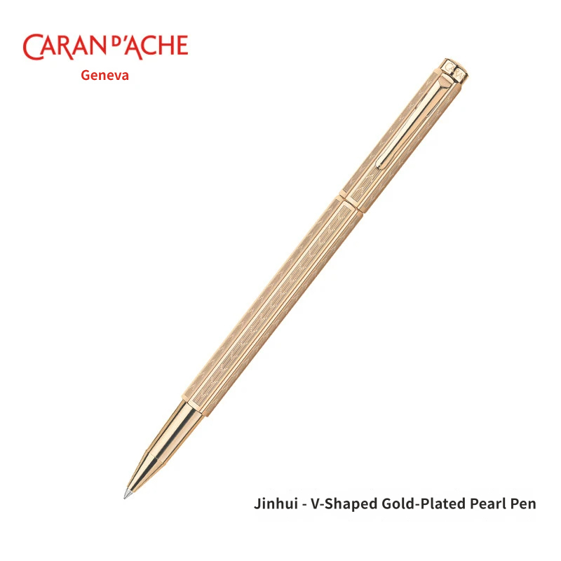 Stylo à bille plaqué or en forme de V Jinhui
