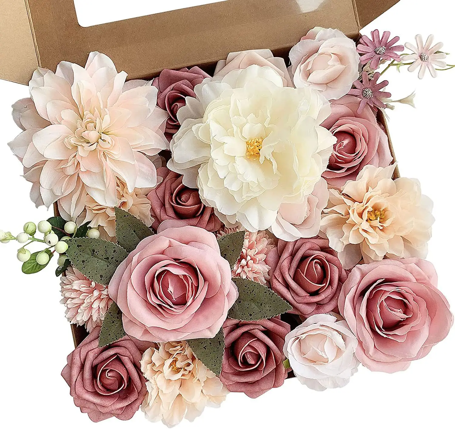 JOY Venta caliente Día de San Valentín Rosa Caja de regalo Rosas blancas de alta calidad para propuesta Fondo DE BODA Flores combinadas