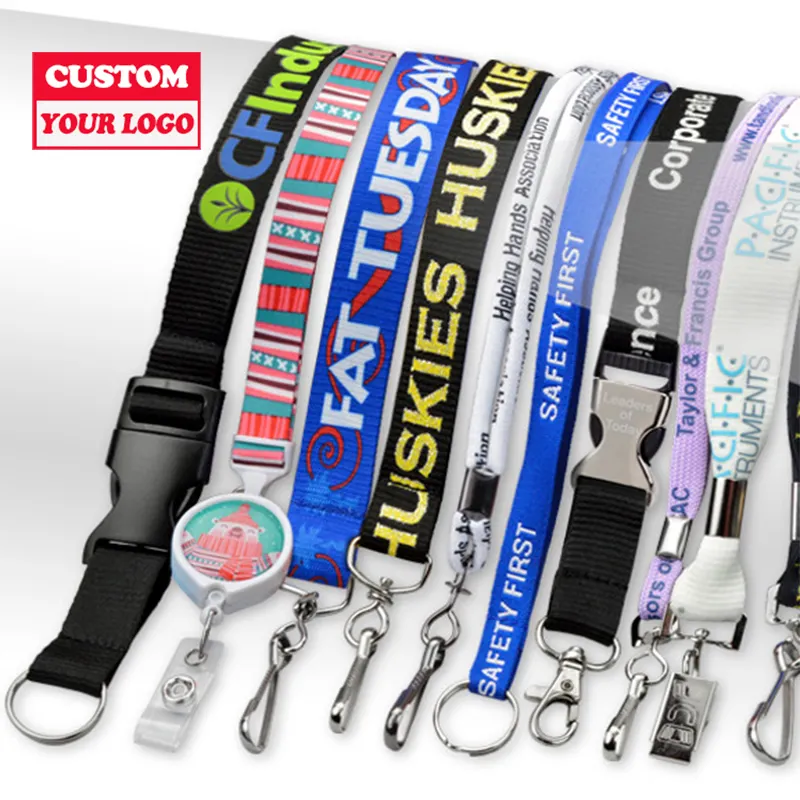 Oem Polyester Embossed Screen Printed Woven Phone Id Neck Nylon Lanyard With Logo Keychain Sublimation Custom Lanyard