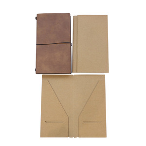 PU Leather Cover Traveler <strong>Notebook</strong> Journals Brown 4.9x8.5&quot; Elastic <strong>String</strong> Bands Brown PU Leather <strong>Notebook</strong> Kraft Notepad - Product Image 3