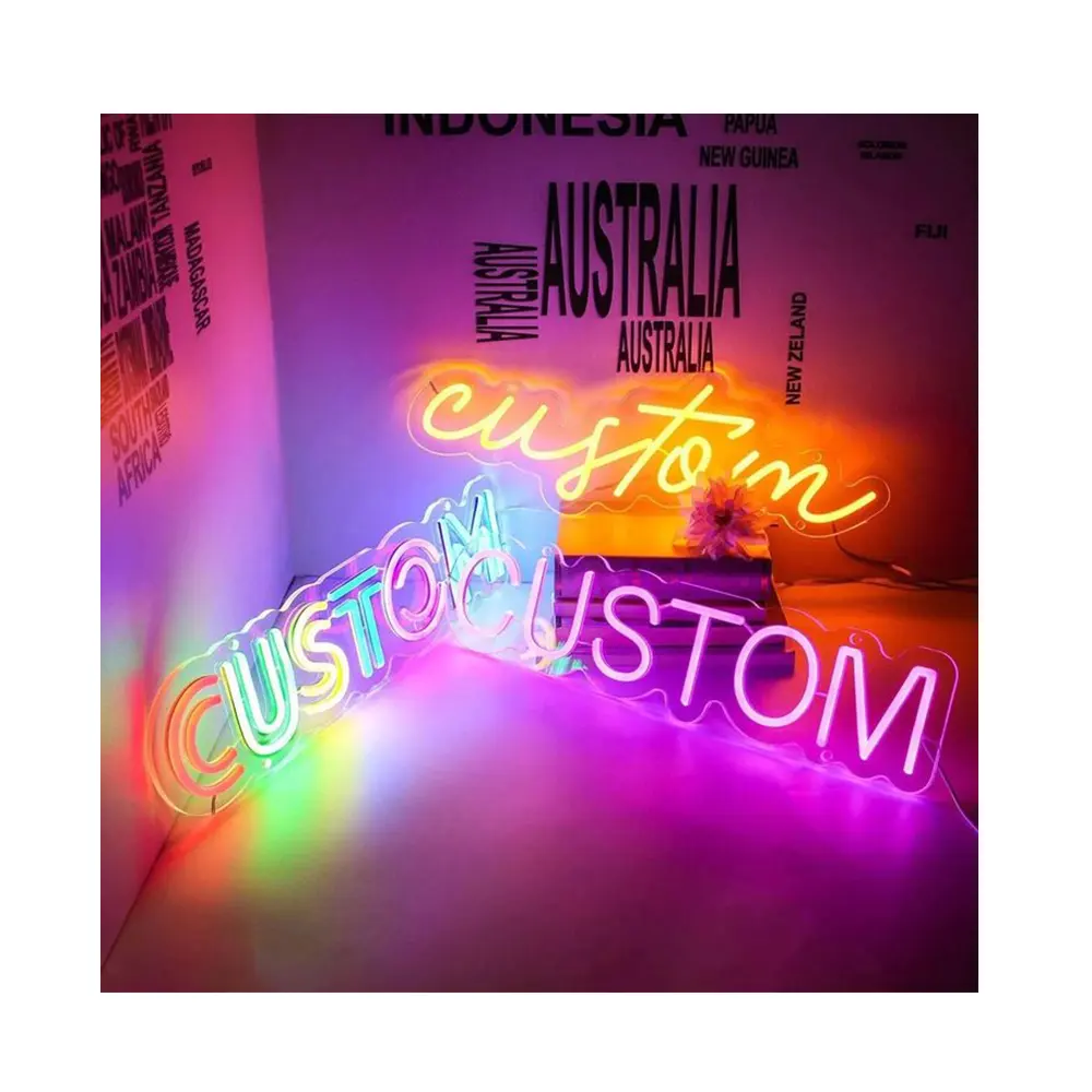 Lampu Neon Led peralatan iklan dekorasi rumah huruf kustom tanda Neon LED