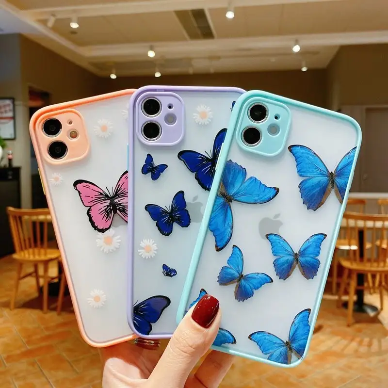 Custodia per telefono bella ragazza custodia per telefono a farfalla per iPhone 11 12 13 14 Pro X XR XS Max 7 8 Plus Cover per cellulare