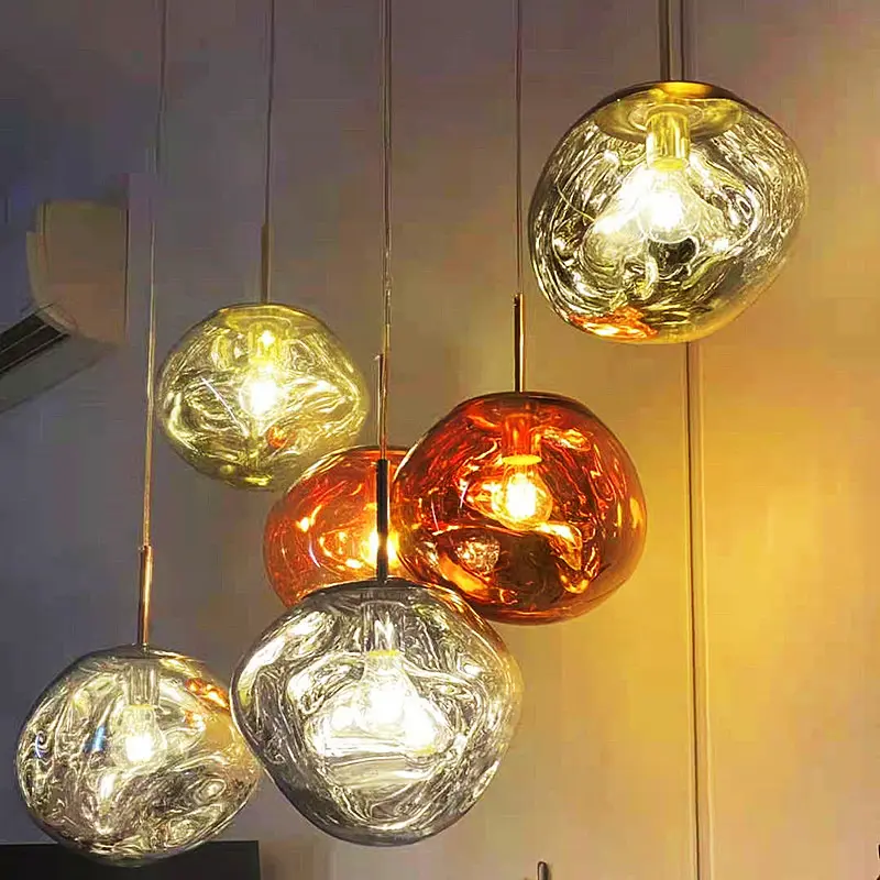 Hot Sale Nordic Modern Round Glass Gradient Ramp Pendant Lights Home Hotel Decor Chandelier Lamp dining lamp chandelier