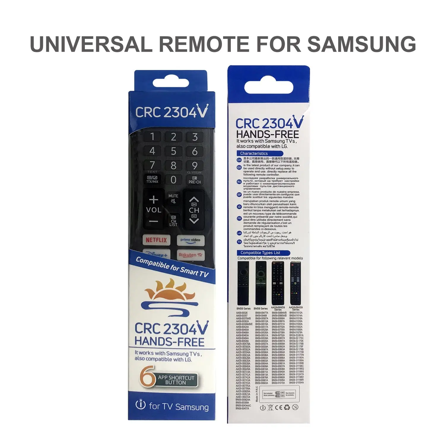 Syste Sun/CRC2304V para Samsung Universal LED LCD TV Controle Remoto Adequado para AA59-00602A AA59-00741A BN59-01268D BN59-01175N