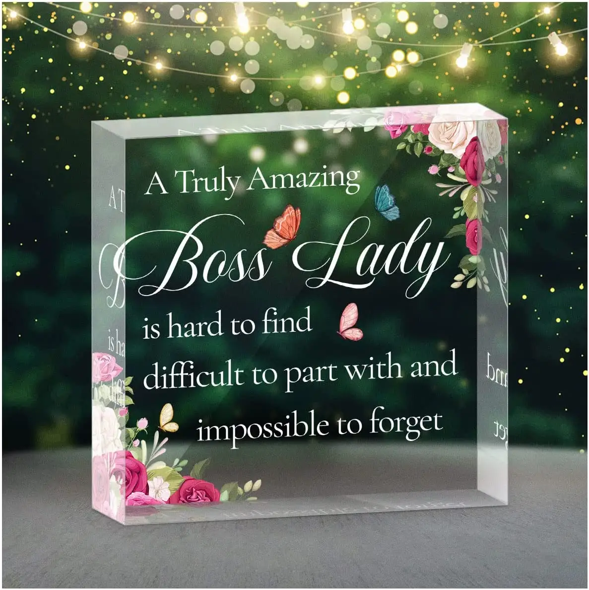Plaque acrylique amusante citation inspirante bloc carré souvenir de motivation pour femmes filles cadeaux d'anniversaire