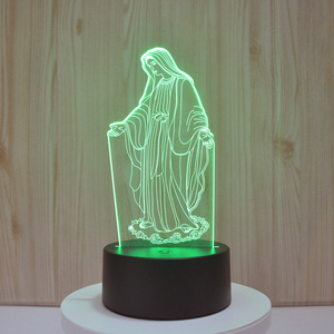 โคมไฟ3D ภาพคริสเตียนที่สวยงามไฟ LED สำหรับกลางคืนพร้อมเซ็นเซอร์สัมผัสฐาน ABS การตกแต่งภายในที่ยอดเยี่ยม - Product Image 6
