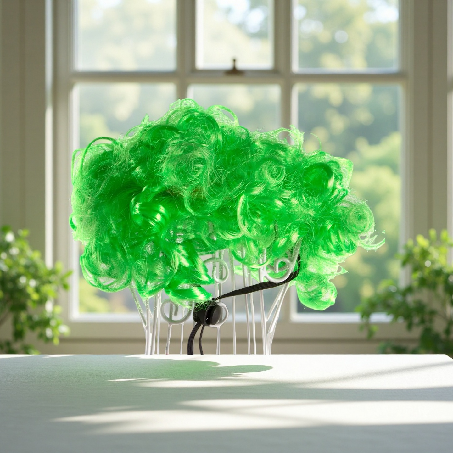 Wya01-green short curly hair