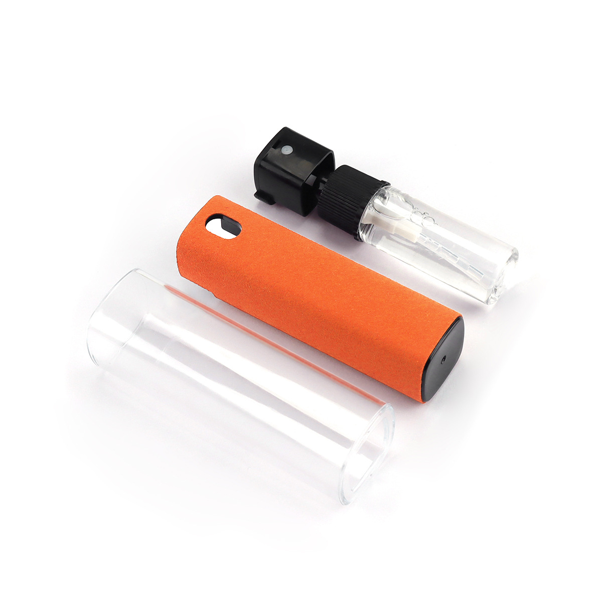Funda para PC ovalada, color naranja, de cuero ultra suave, con limpiador en aerosol y toallita.