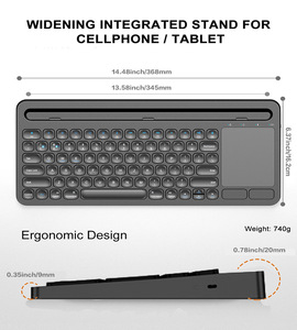Teclado inalámbrico con clic silencioso con soporte para teléfono y almohadilla multitáctil Teclado de modo dual BT para oficina Pad/Phone/Laptop - Product Image 6