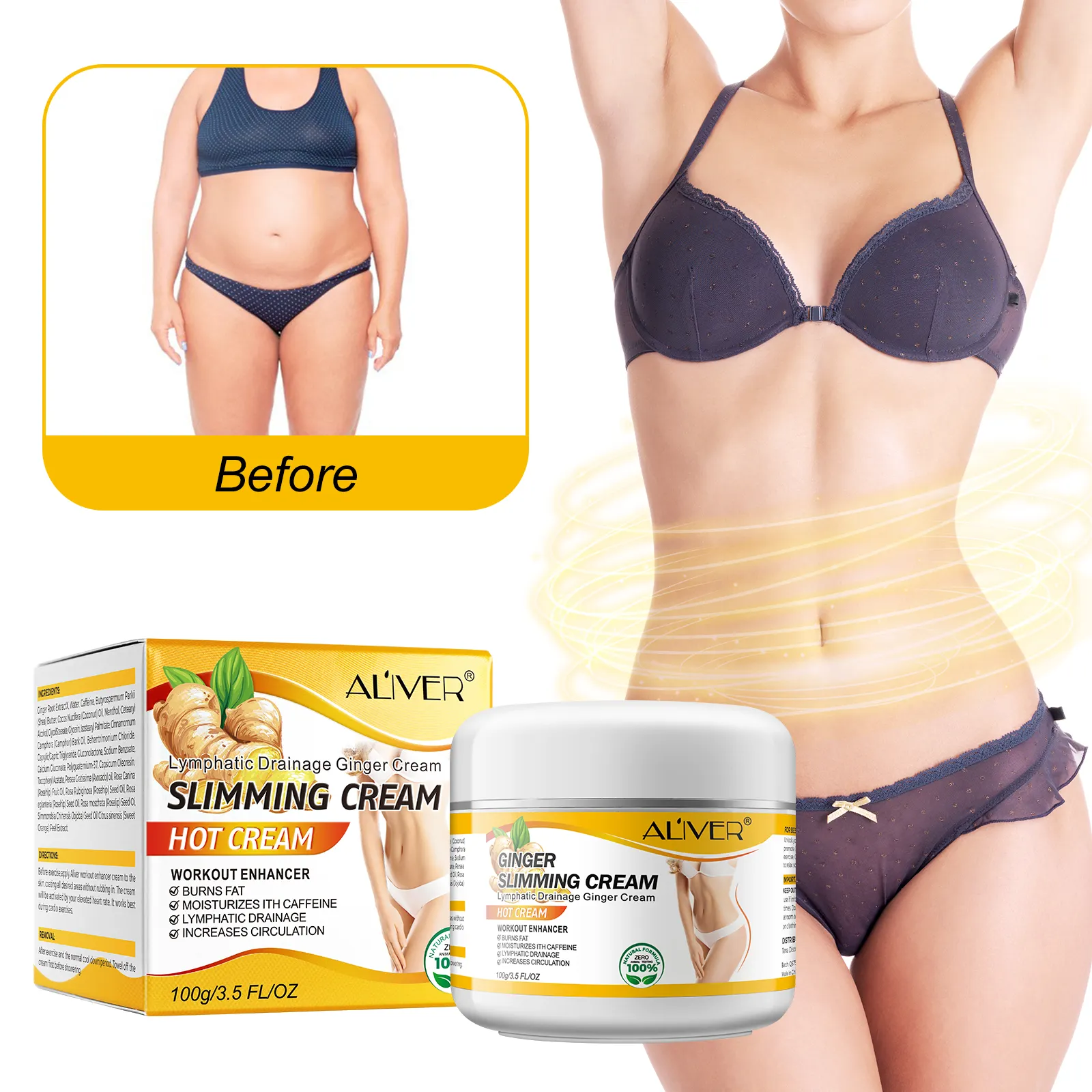 Oem Hot Sale Belly Waist Fat Burning Slim Creme Gel 7 Dias Fresh Ginger Slimming Creme para Mulheres Homens