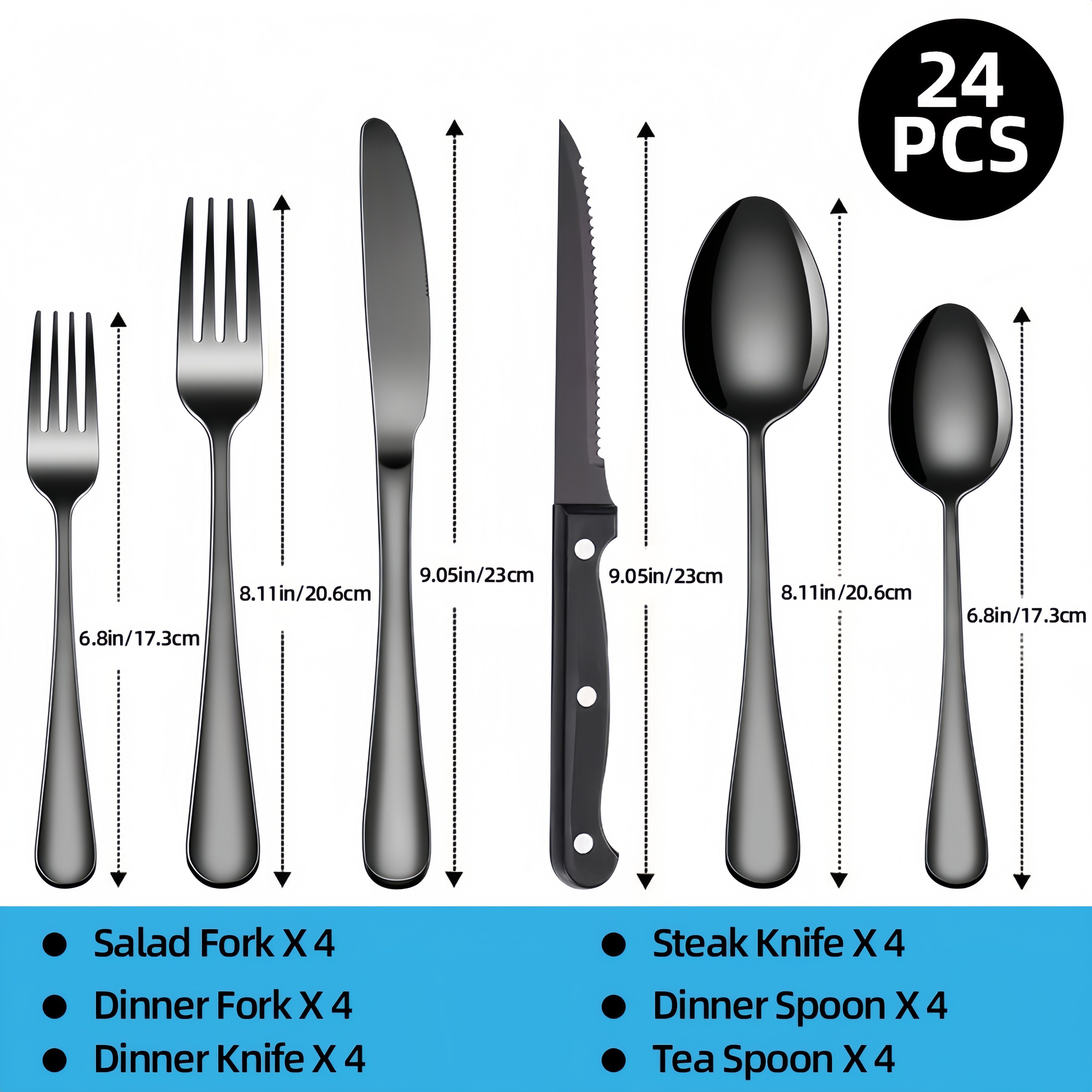 24-piece set Black