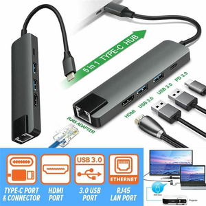 5 in 1 USB <strong>Type</strong> C Hub Hdmi 4K <strong>TYPE</strong>-C Hub to 100M Gigabit Ethernet <strong>Network</strong> Card Rj45 Lan Adapter for Macbook Pro samsung huawei - Product Image 2