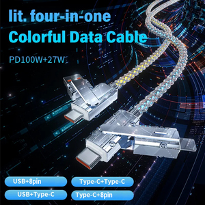 <strong>2</strong>-<strong>in</strong>-<strong>1</strong> 100W Aluminium Alloy Fast Charging Data Cable LED Light Silicone Luminous Atmosphere Car Breathing Light <strong>2</strong> Glowing LED - Product Image 3
