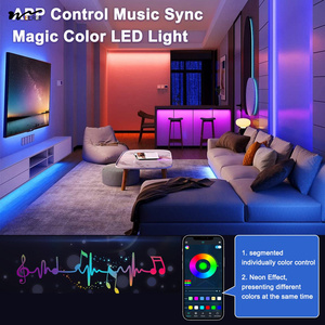 <strong>LED</strong> Strip Light 5V USB 4Pcs X 1.64ft/0.5m Magic Neon <strong>Tape</strong> Light with Smart App Bluetooth Control Music Sync Color Changing Strip - Product Image 2