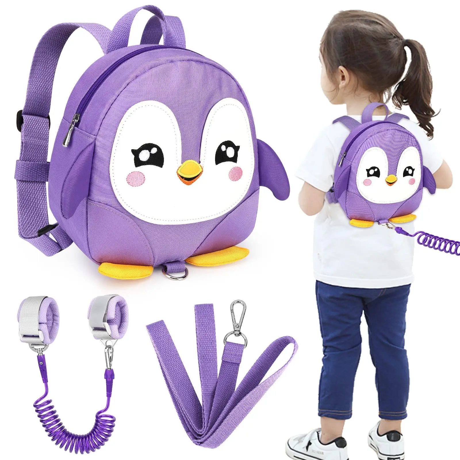 FSY Criança Mochila cinta Tow Strap Cute Penguin Criança mochila alça perder prova pulseira cadeia Mini mochila infantil