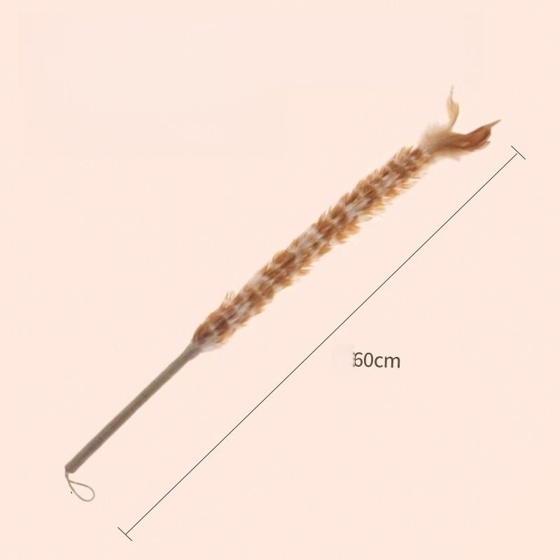 Plumeau chat bâton blanc brun